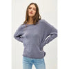 / Getting Closer Slate Blue Raw Seam Sweater