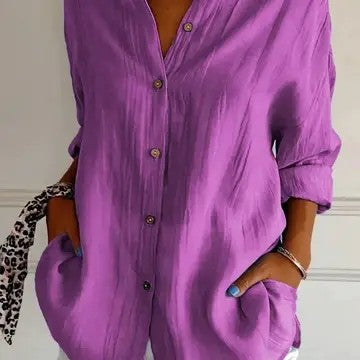 Button Your Style Purple Collared Long Sleeve Shirt - Catching Fireflies Boutique