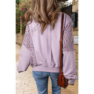 @Delicate Moments Purple Knit Crochet Sweatshirt