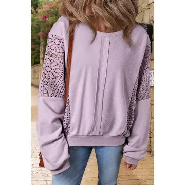 @Delicate Moments Purple Knit Crochet Sweatshirt