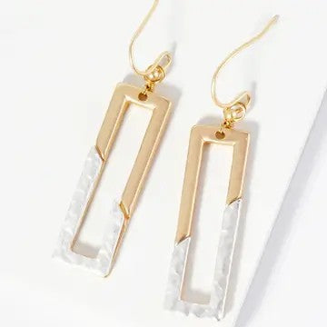 Rectangular Hammered Matte Gold/Silver Drop Earrings - Catching Fireflies Boutique