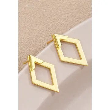 Rhombus Shape Gold Stud Earrings - Catching Fireflies Boutique