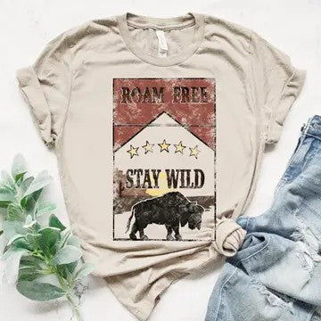 Roam Free Stay Wild Sand Graphic Tee