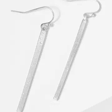 Silver Polished Bar Dangle Drop Earrings - Catching Fireflies Boutique