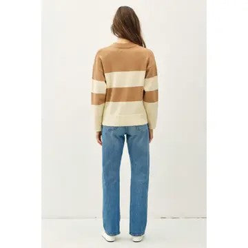 / Getting It Right Camel Stripe Oversized Sweater