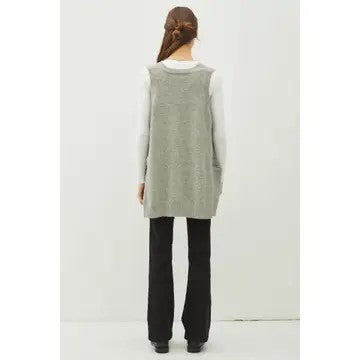 / Go To Extremes Heather Grey Oversize V Neck Sweater Vest (Size Medium/Large)