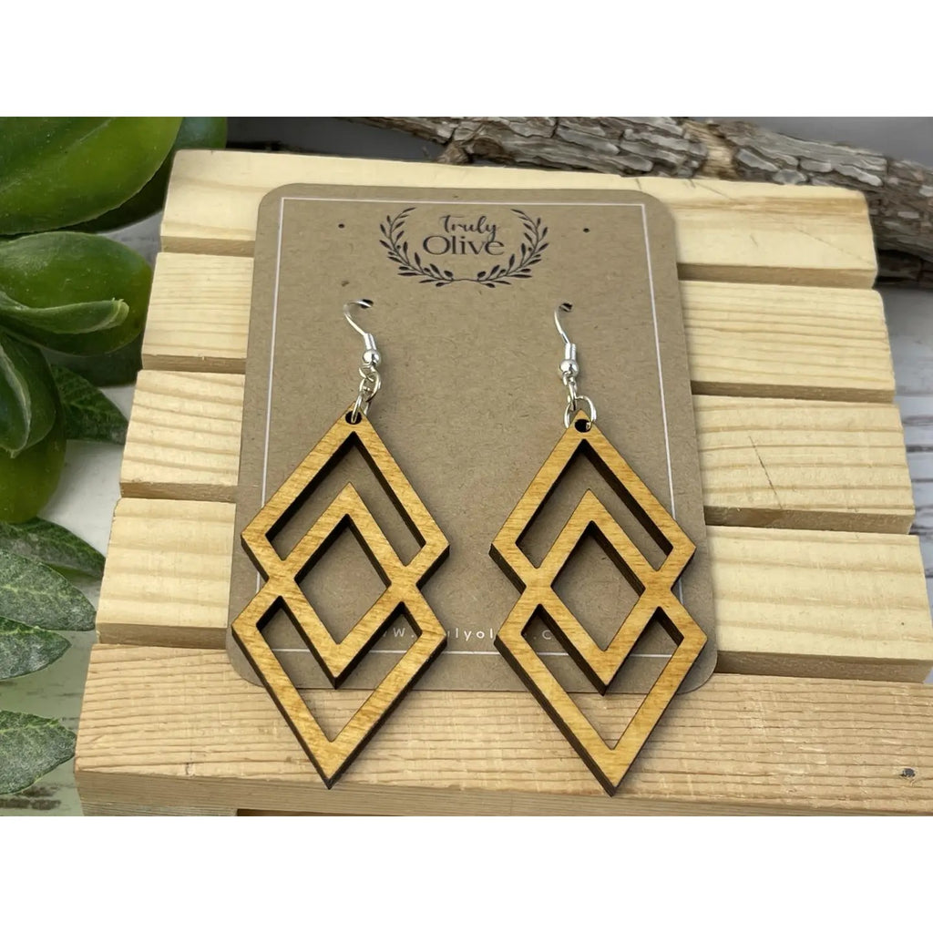 Double Diamond Assorted Lightweight Wood Earrings - Catching Fireflies Boutique