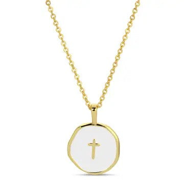 White Gold Tiny Cross Pendant Necklace