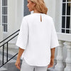 Pleated Lines White Slit Half Sleeve Blouse - Catching Fireflies Boutique