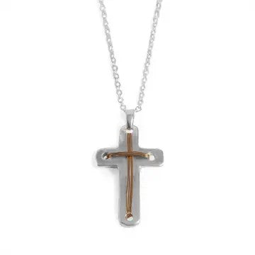 Mixed Metal Cross Necklace