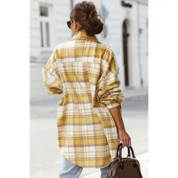 @/ Round It Up Yellow Plaid Shacket