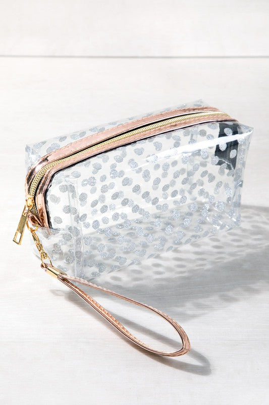 Silver Glitter Polka Dot Zipper Pouch - Catching Fireflies Boutique