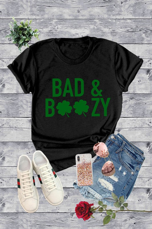 Bad & Boozy St. Patrick's Day Tee - Catching Fireflies Boutique