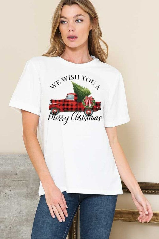 White We Wish You A Merry Christmas Tee - Catching Fireflies Boutique