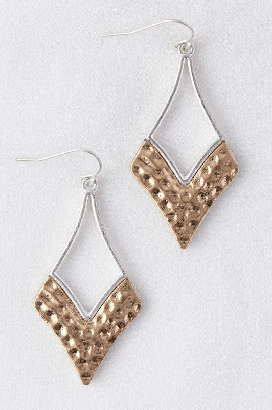 Duotone Hammered Gold Drop Earrings - Catching Fireflies Boutique
