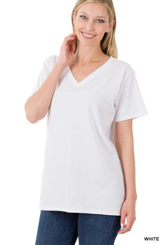 : Loving The Leisure White V-Neck Tee - Catching Fireflies Boutique