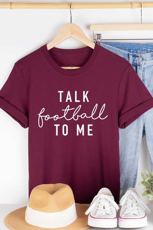 Talk Football To Me Burgundy Graphic T-Shirt - Catching Fireflies Boutique
