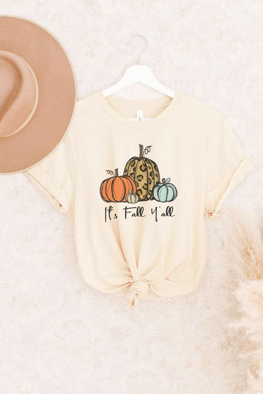 Its Fall Yall Pumpkins Cream Graphic Tee - Catching Fireflies Boutique