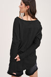 Feels So Right Black Long Sleeve Terry Top - Catching Fireflies Boutique