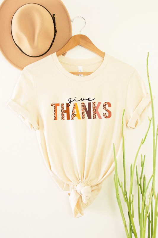 Give Thanks Light Cream Graphic Tee - Catching Fireflies Boutique