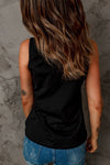 Strappy That Black Hollow-Out Neck Tank Top - Catching Fireflies Boutique