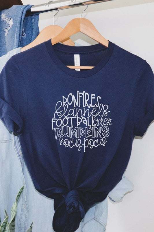 Bonfires Flannels Football Navy Graphic Tee - Catching Fireflies Boutique
