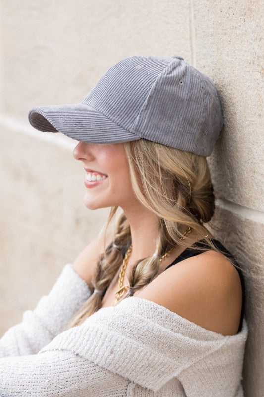 Corduroy Adjustable Boyfriend Ball Cap - Catching Fireflies Boutique