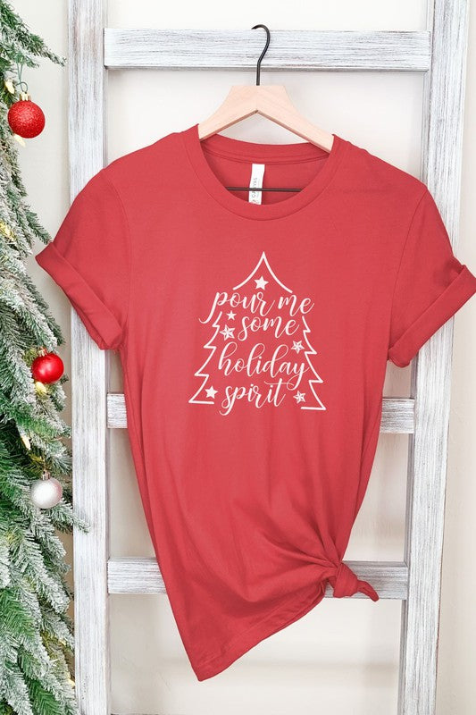 Pour Me Some Holiday Spirit Red Graphic Tee - Catching Fireflies Boutique