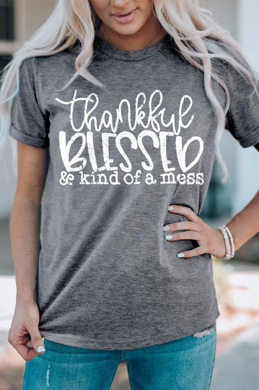 Thankful Blessed Graphic T-Shirt - Catching Fireflies Boutique