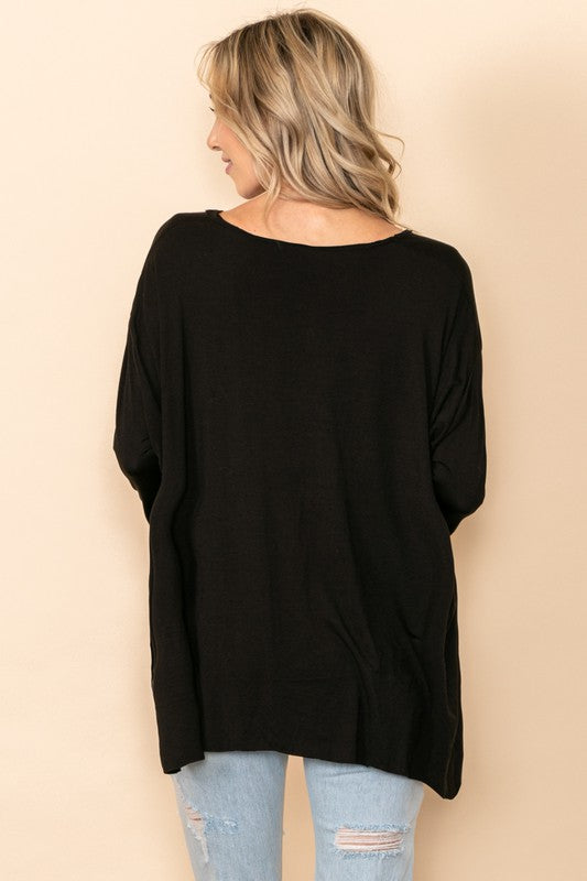 : Coming In Casual Oversized Black Tunic Top - Catching Fireflies Boutique