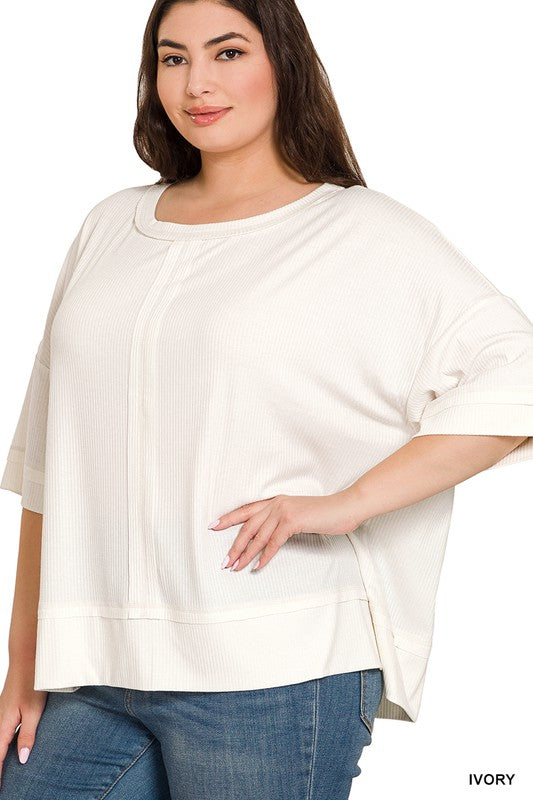 *Blending In Plus Ivory Boat Neck Top - Catching Fireflies Boutique