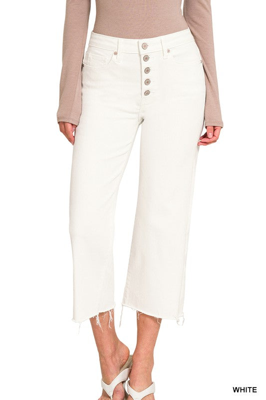 *Sunny Days Ahead White Denim Crop Pants - Catching Fireflies Boutique