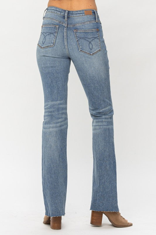 Ava Judy Blue Mid Rise Raw Hem Jeans - Catching Fireflies Boutique