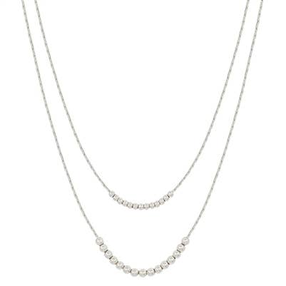 / Silver Snake Chain with Silver Beads Layered Necklace