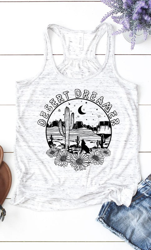 Marble Desert Dreamer Cactus Graphic Tank - Catching Fireflies Boutique