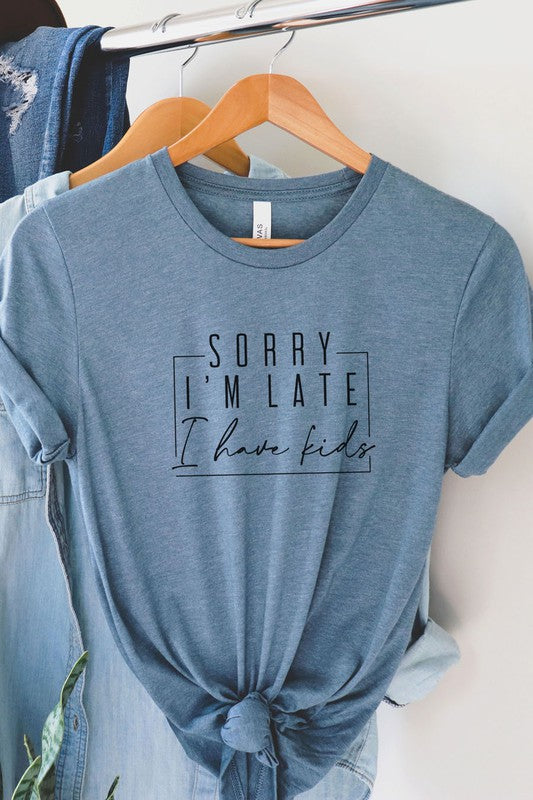 Sorry I'm Late Heather Slate Graphic Tee - Catching Fireflies Boutique
