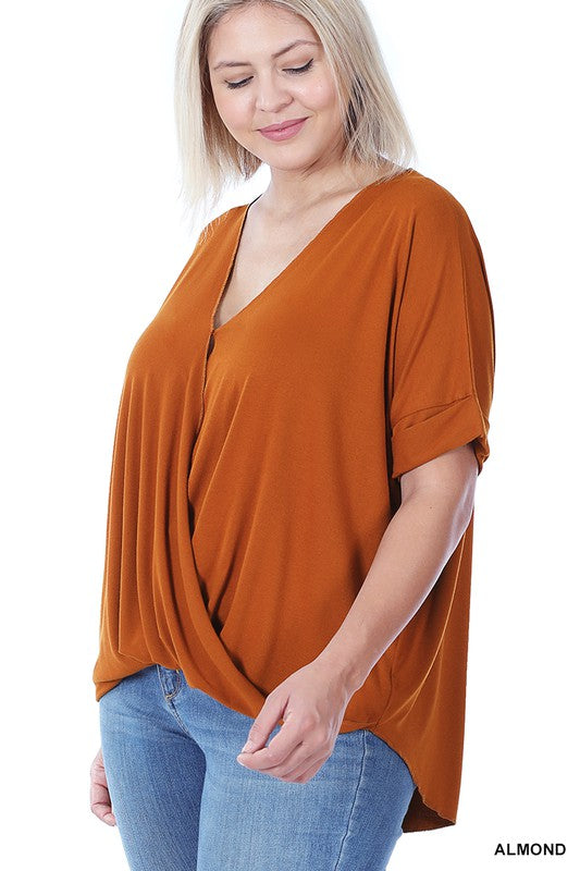 Almond Plus Layered Crepe Top - Catching Fireflies Boutique