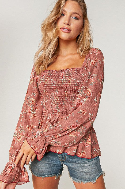 Right Up My Alley Boho Floral Top - Catching Fireflies Boutique