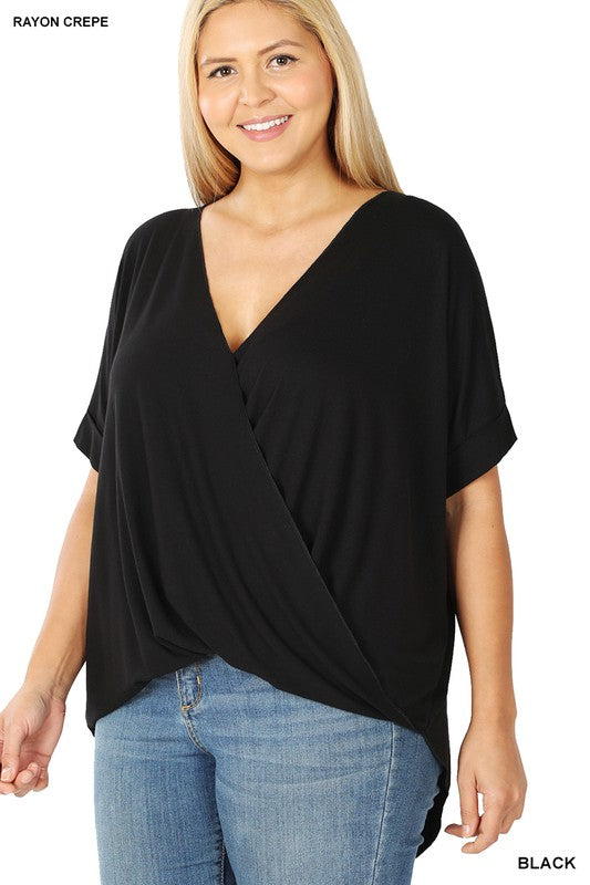 Black Plus Layered Crepe Top - Catching Fireflies Boutique