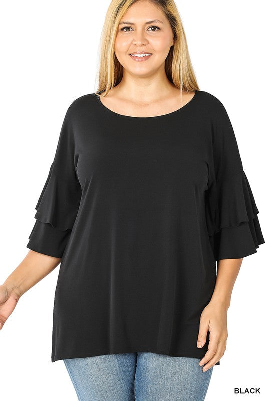 Double Twist Black Plus Jersey Top - Catching Fireflies Boutique