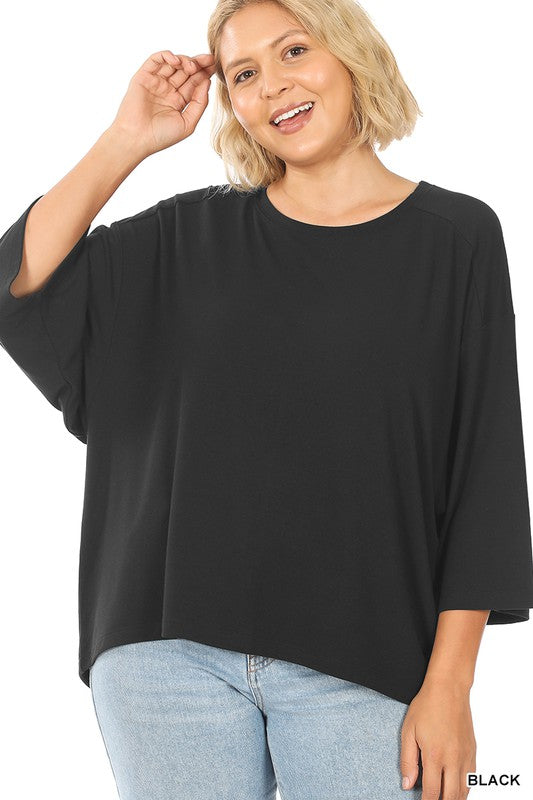 Casual And Classic Plus Black Top - Catching Fireflies Boutique