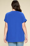 Just Say Yes Blue Pleated Plus Blouse - Catching Fireflies Boutique
