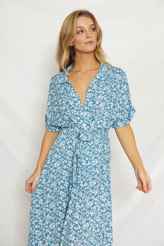 Floral Is More Tie Front Dress - Catching Fireflies Boutique
