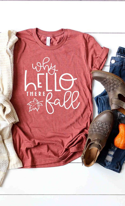 Why Hello There Fall Heather Clay Graphic Tee - Catching Fireflies Boutique