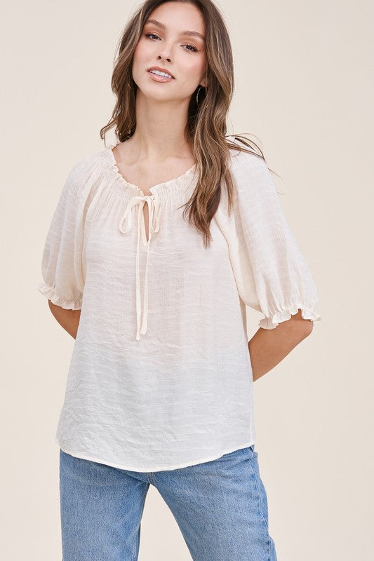 Common Cause Cream Keyhole Tie Top - Catching Fireflies Boutique