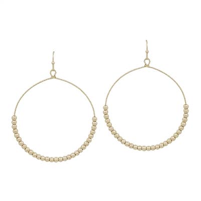 / Gold Circle with 3MM Beading 1" Earring - Catching Fireflies Boutique