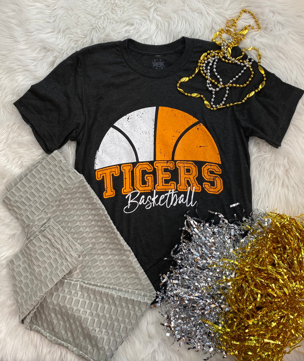 Tiger Basketball Bella Canvas Shirts (orange) - Catching Fireflies Boutique