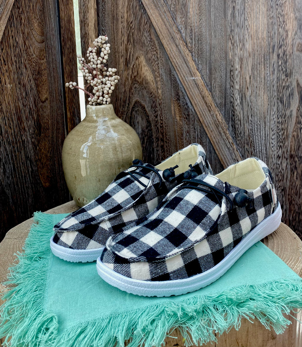Kayak White Plaid Corky Shoes - Catching Fireflies Boutique