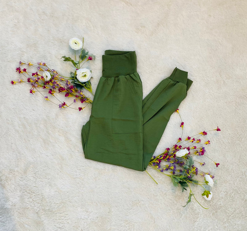Breeze On By Plus Ash Olive Airflow Joggers - Catching Fireflies Boutique