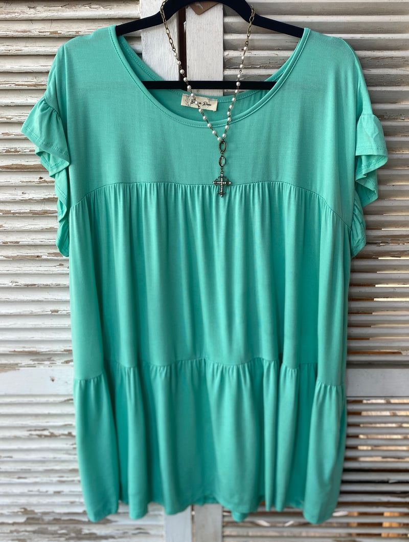 Mint Just For You Plus Babydoll Tunic - Catching Fireflies Boutique